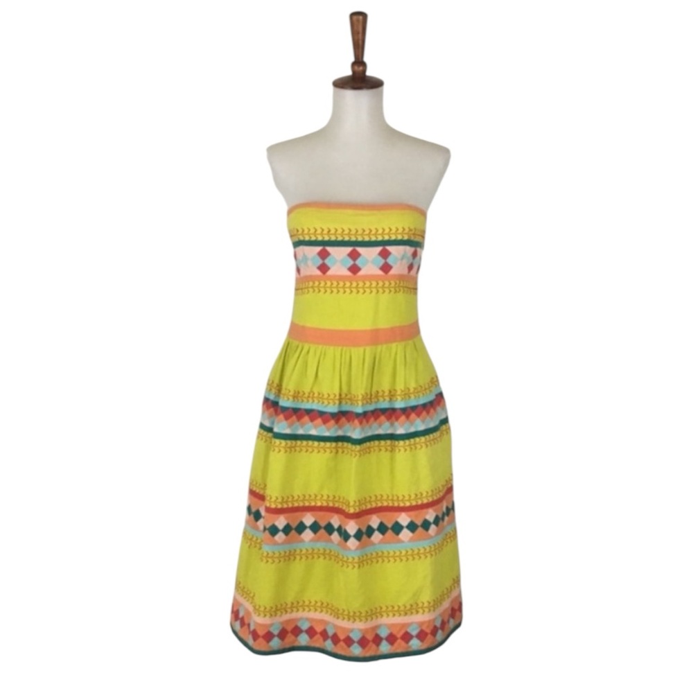 Anthropologie Leifsdottir‎ Quilotoa Dress Women’s 2 Strapless Sleeveless Vibrant